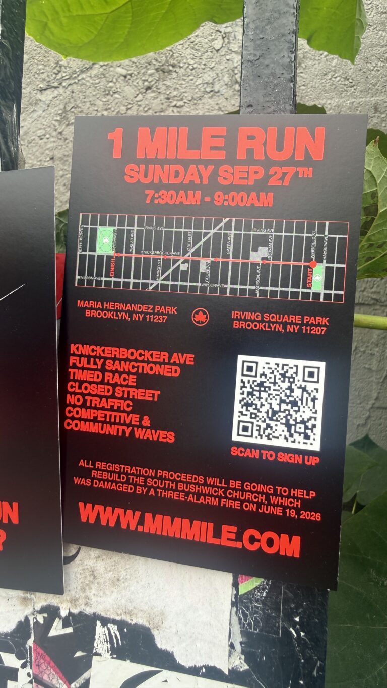 Sign-ups open for a 1-mile run down Knickerbocker Avenue on Sept. 27 to rebuild fire-destroyed South Bushwick Church
