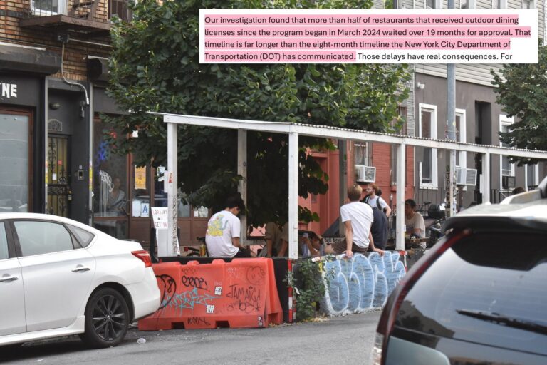 Most NYC outdoor dining permits took over 19 months to approve: DOT told restaurants 8, comptroller finds