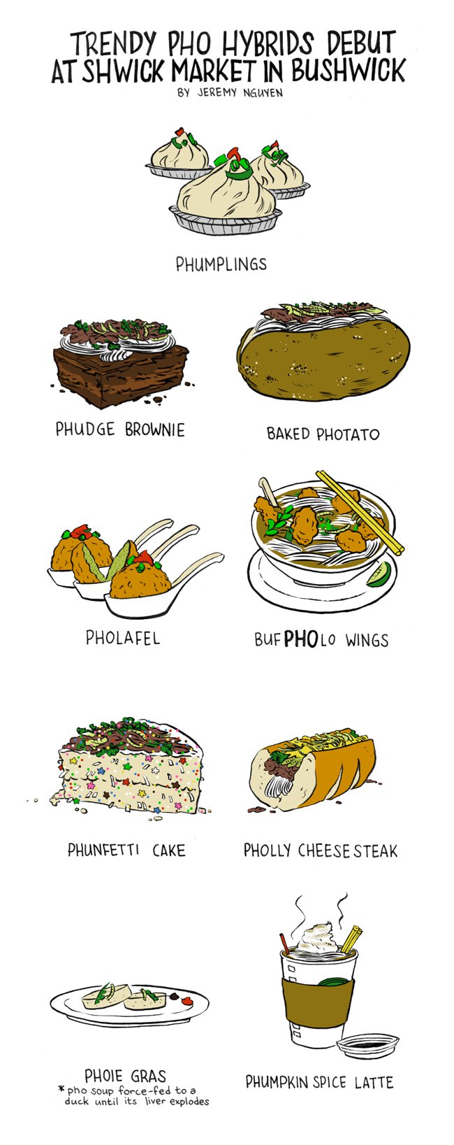 Phumplings Spawn More Trendy Pho Hybrid Foods: a comic by Jeremy Nguyen