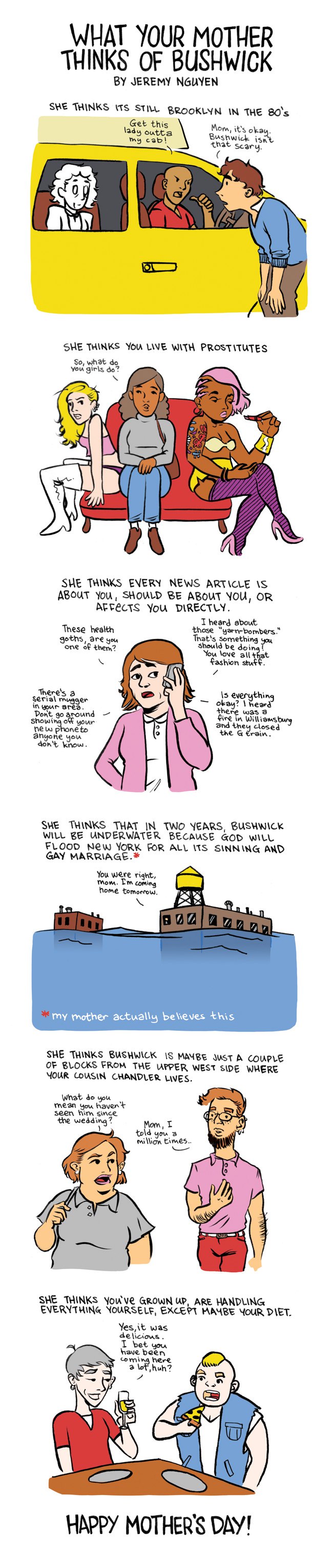 You Live With Prostitutes and Other Things Your Mom Thinks of Bushwick: a comic by Jeremy Nguyen
