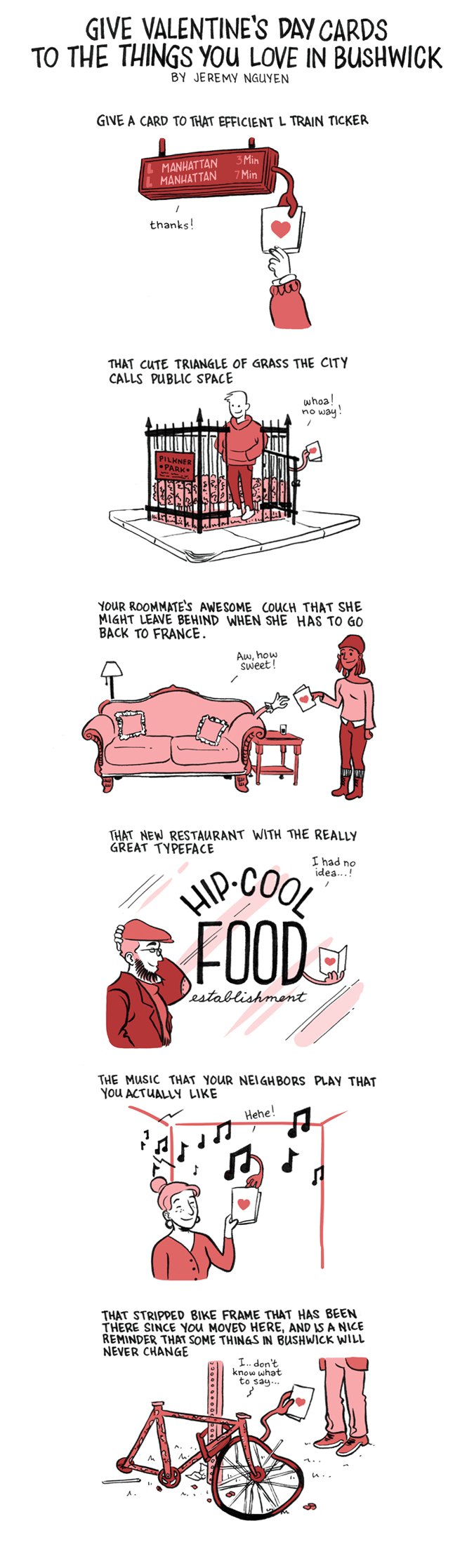 Give a Valentine to The Things You Love in Bushwick: a comic by Jeremy Nguyen