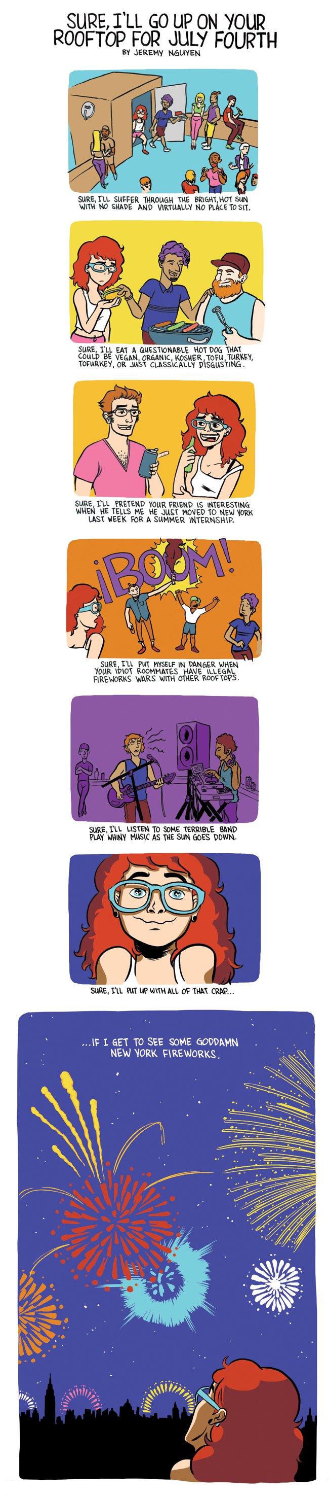 Sure, I'll Go Up On Your Roof for July 4th: a comic by Jeremy Nguyen