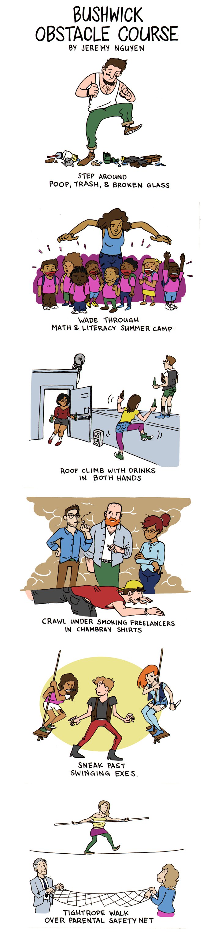 Bushwick Obstacle Course: a comic by Jeremy Nguyen