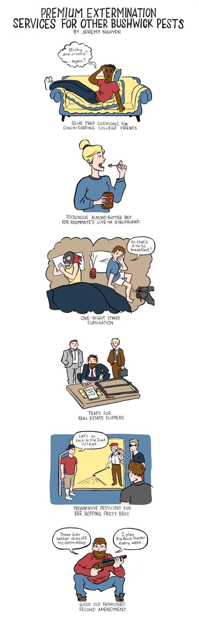 Exterminate Other Bushwick Pests With These Methods: a comic by Jeremy Nguyen
