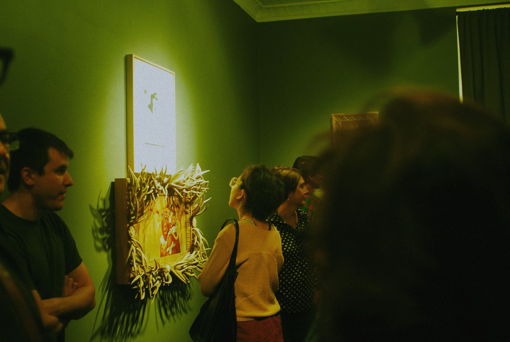 Installation view at Storefront Bushwick, "Will There Be Any Stars in My Crown?"