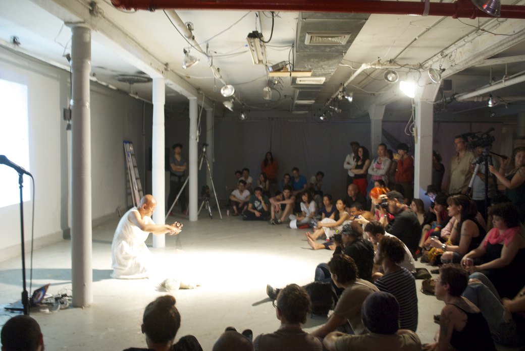 W Christiawan performs for a packed crowd at Grace Exhibition Space (all photos by Allison Galgiani for Bushwick Daily)