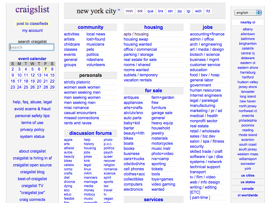 Screenshot from Craigslist