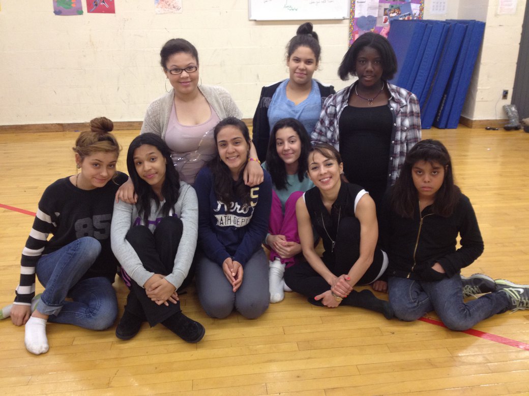 Dance students and their teacher, Jenny Mendez, at the Beacon Center for Arts & Leadership. Photo by Ashley Mathus for Bushwick Daily.