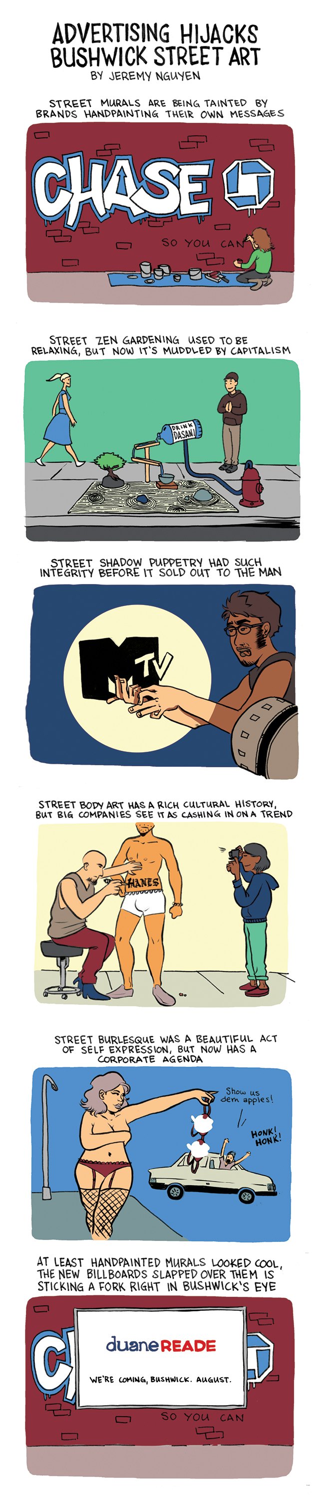 Advertising Hijacks Bushwick Street Art: a comic by Jeremy Nguyen