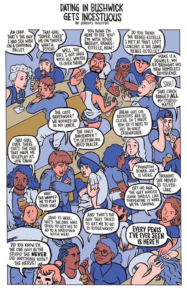 Dating in Bushwick is Sometimes Incestuous: a comic by Jeremy Nguyen