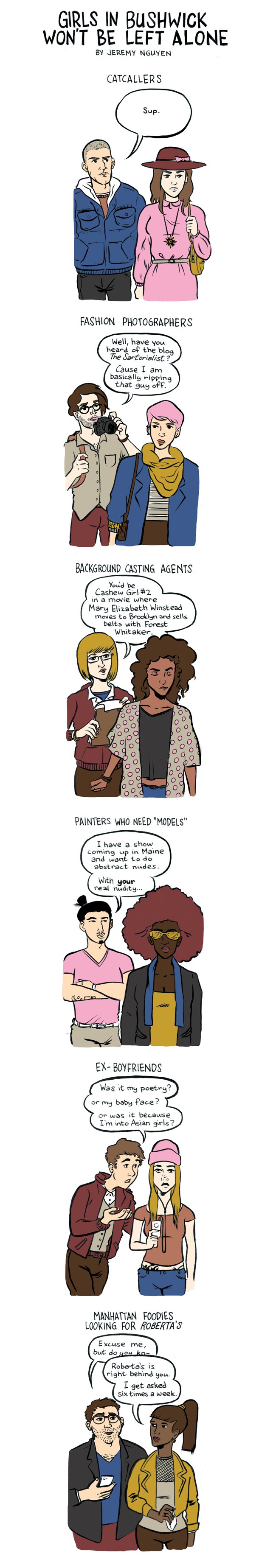 Catcallers Aren't the Only Ones Bothering Girls in Bushwick: a comic by Jeremy Nguyen