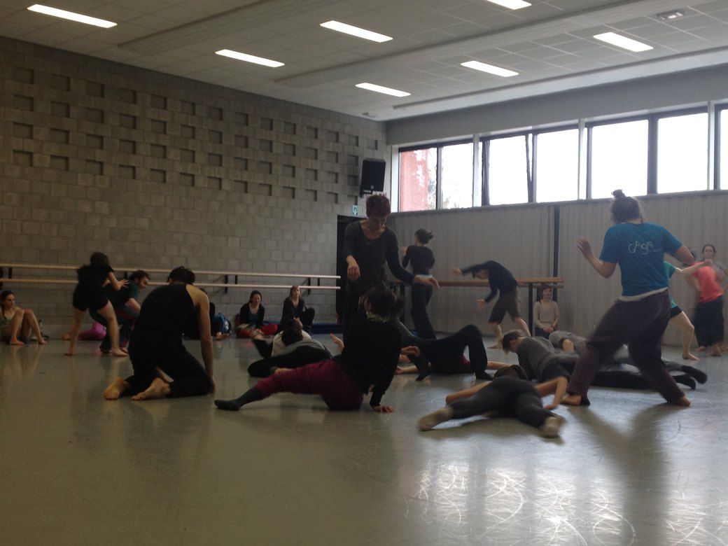 During an improv jam at Gaga Intensive Europe. All photos by the author.