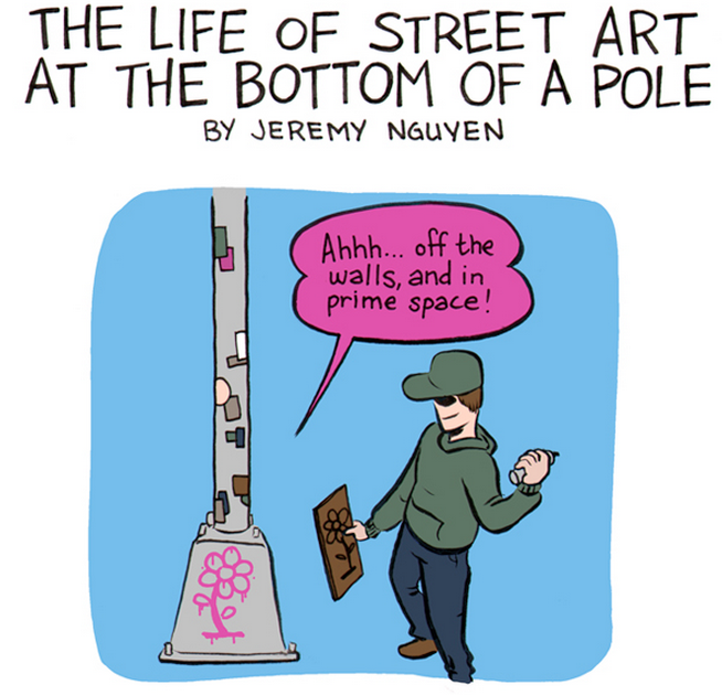 The Life of Street Art at the Bottom of a Pole [Comic]