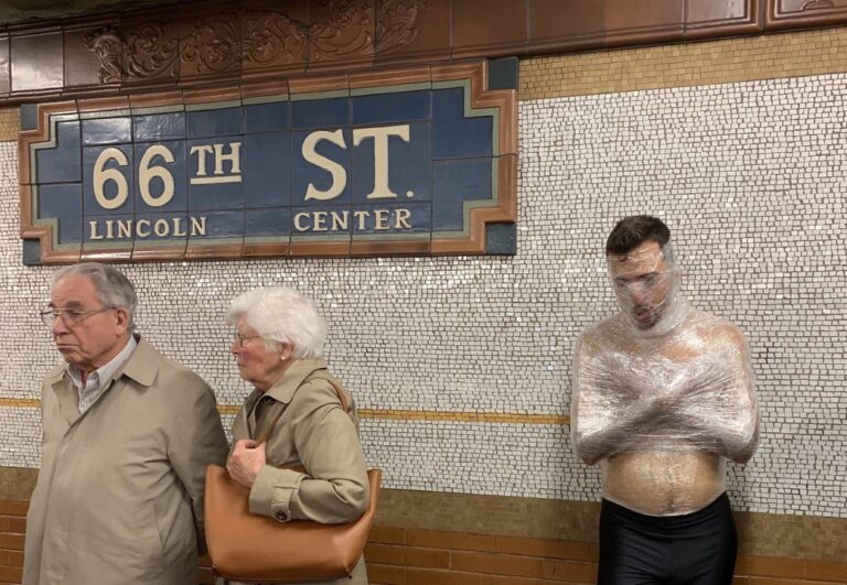 Bushwick Artist Walks NYC Streets Wrapped in Saran Wrap as a Social Experiment
