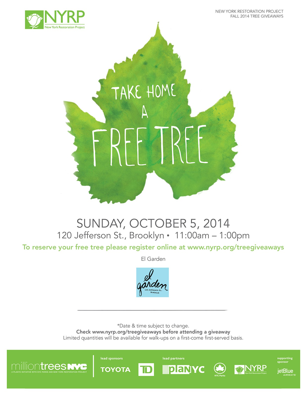 Get a Free Tree for Your Front/Backyard in Bushwick This Sunday!