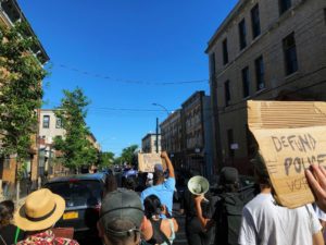 Protesters march down Woodward Avenue in Ridgewood, Queen on June 21, 2020 a month after George Floyd was killed in Minneapolis. 
