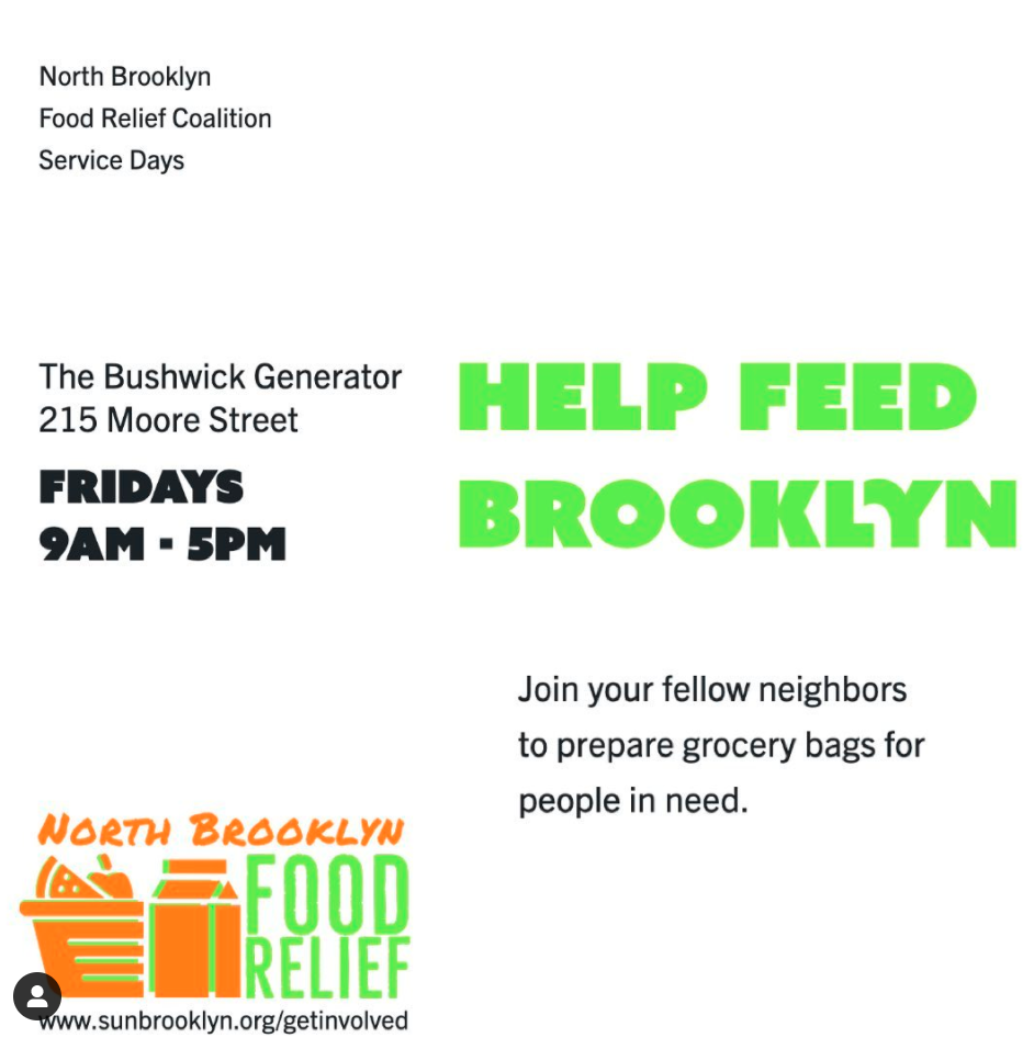 Flyer for weekly "help feed Brooklyn" program. 