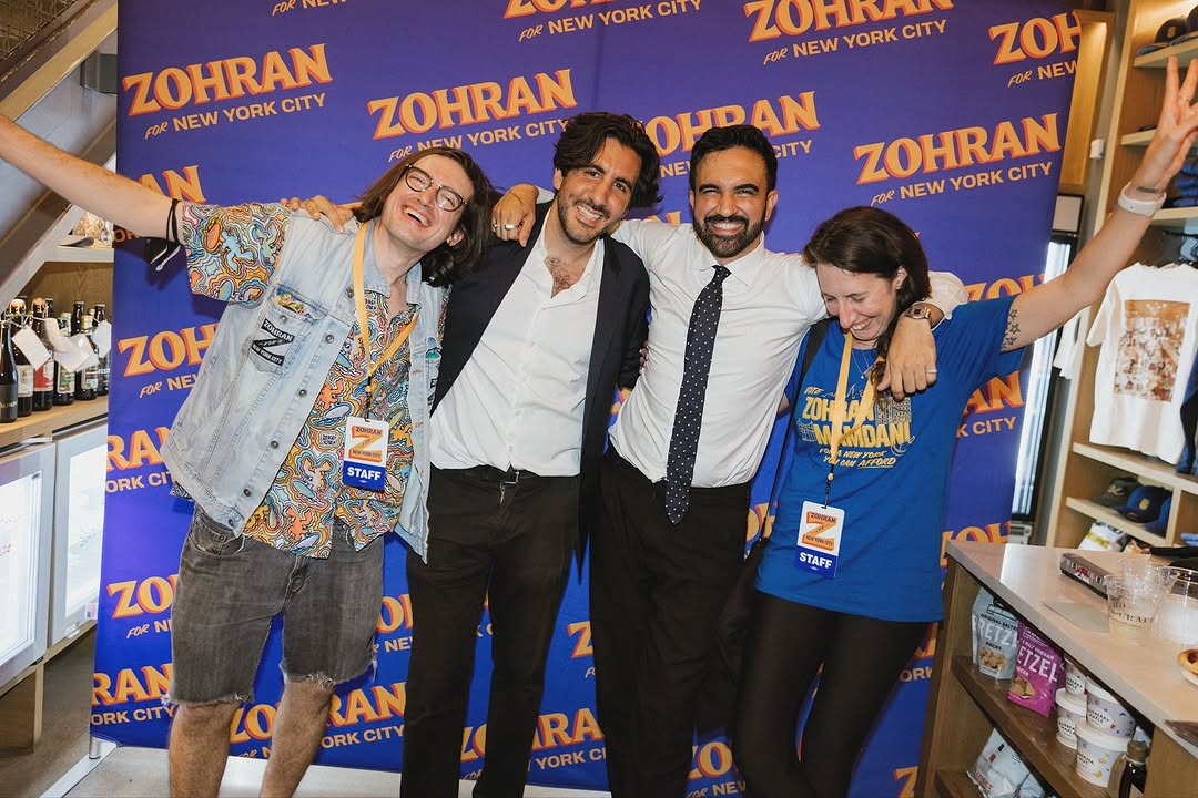 DiMieri with Zohran Mamdani and the campaign team