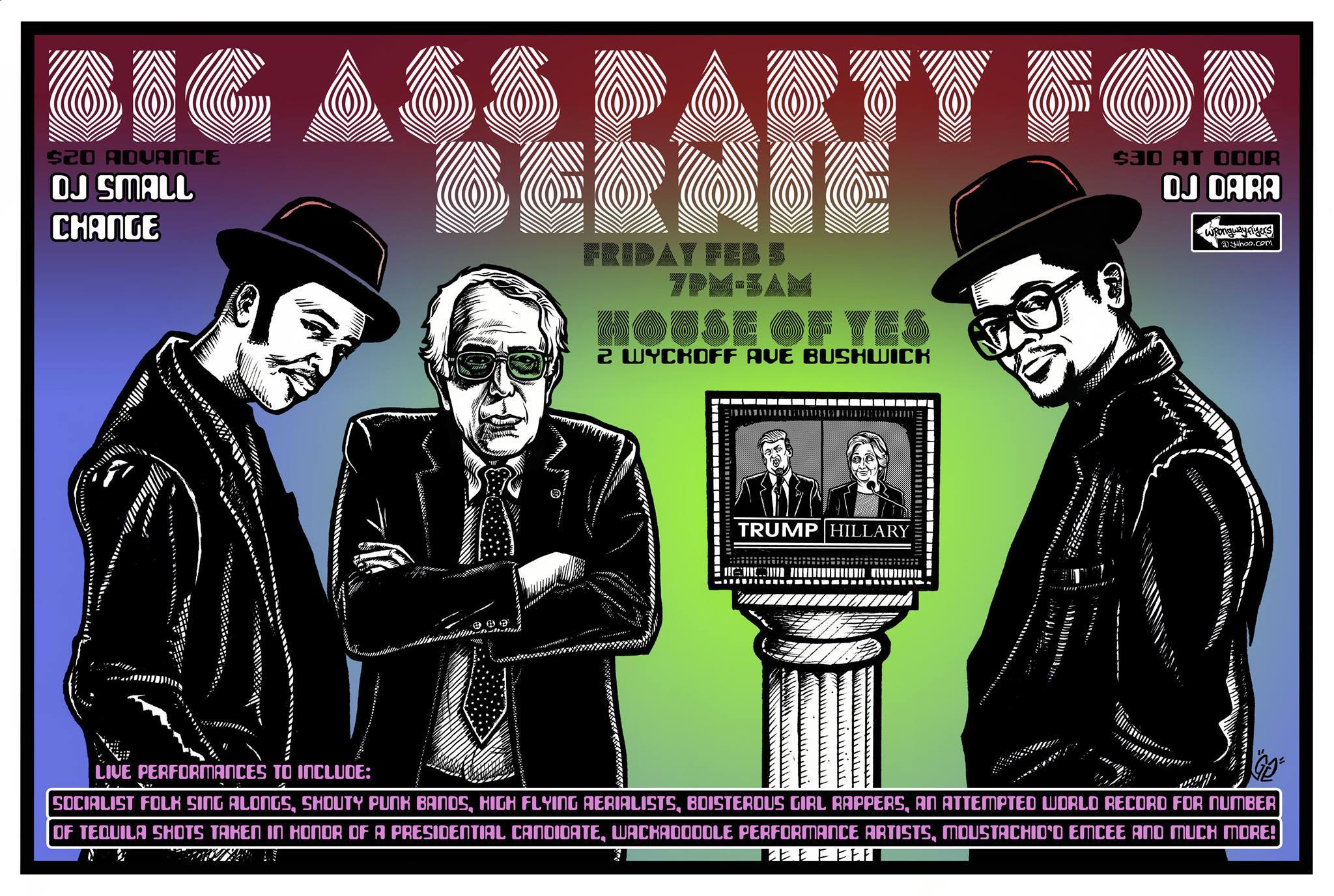 House of Yes Bernie fundraiser flyer