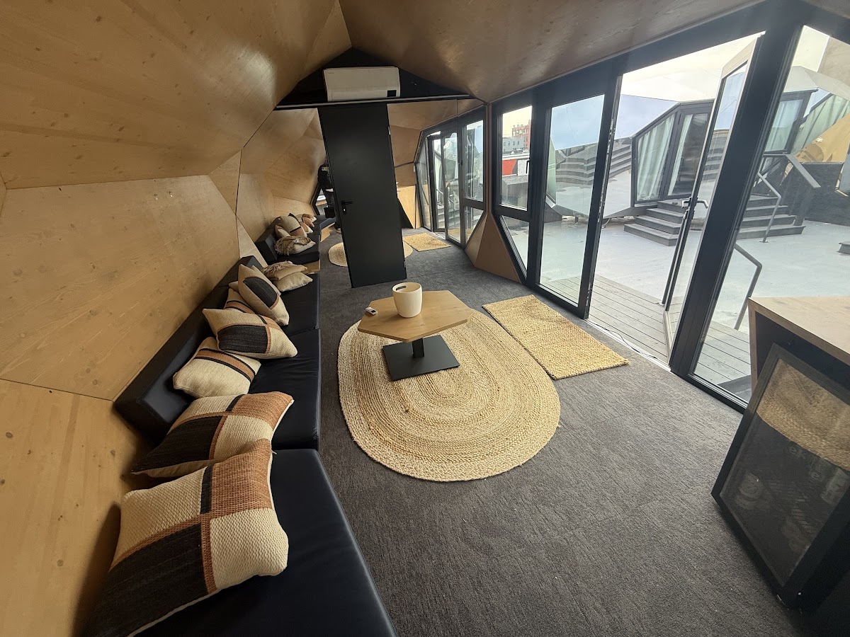 Interior of PEBL Grand cabin at Brooklyn Mirage