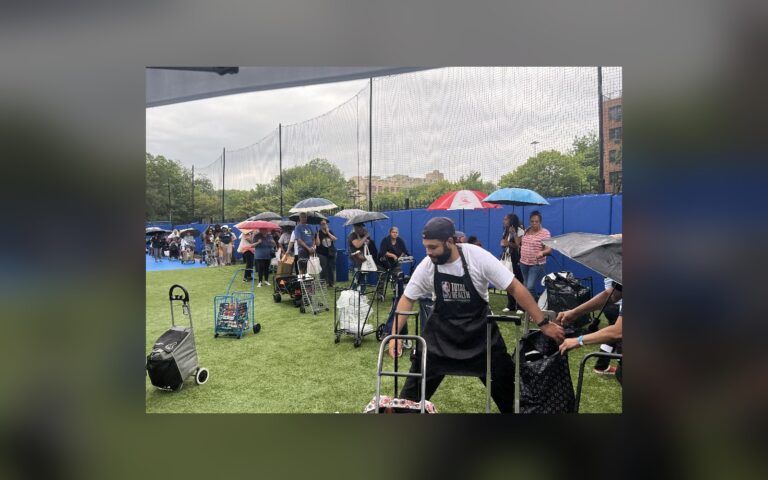700 Bronx families lined up for free groceries at The Boys’ Club, then got skin checks and a shot at NBA draft tickets