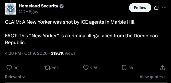 DHS post on X with CLAIM and FACT